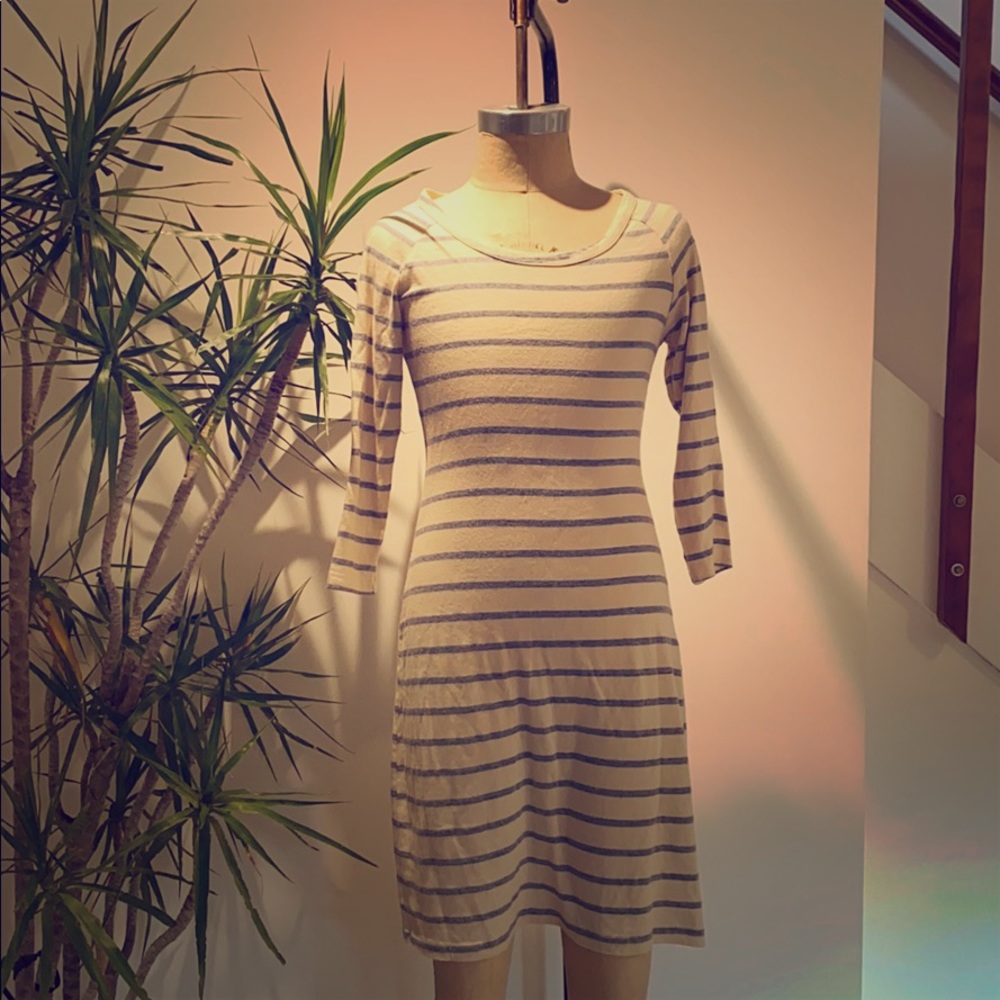 Marine layer 3/4 sleeve striped shirt dress